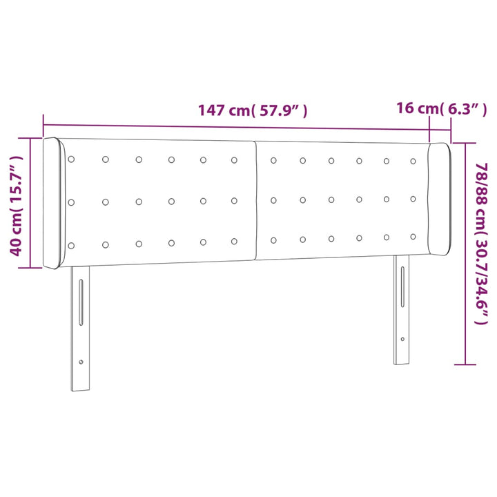 sengegavl med LED-lys 147x16x78/88 cm kunstlæder sort
