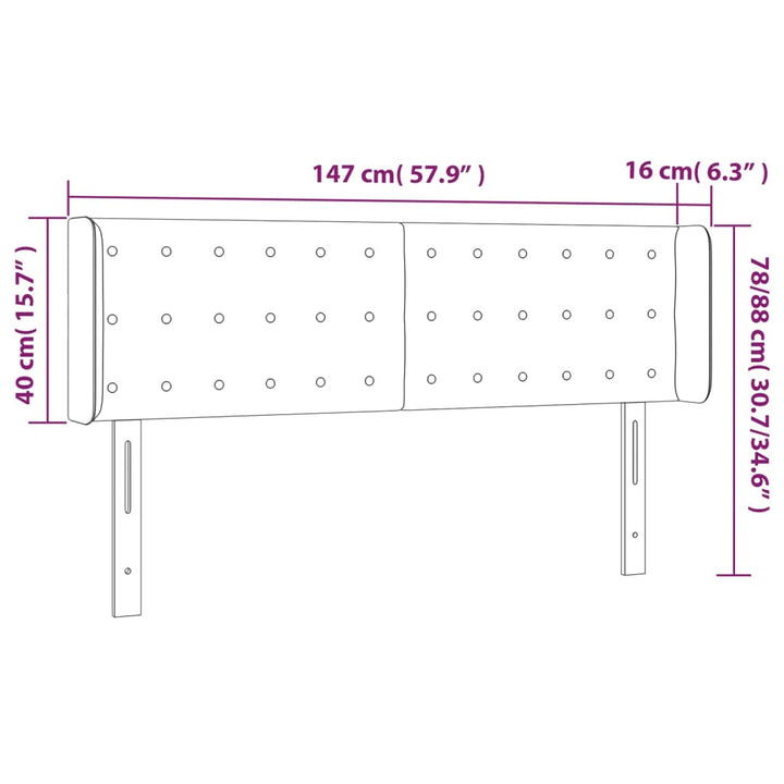 sengegavl med LED-lys 147x16x78/88cm kunstlæder cappuccino