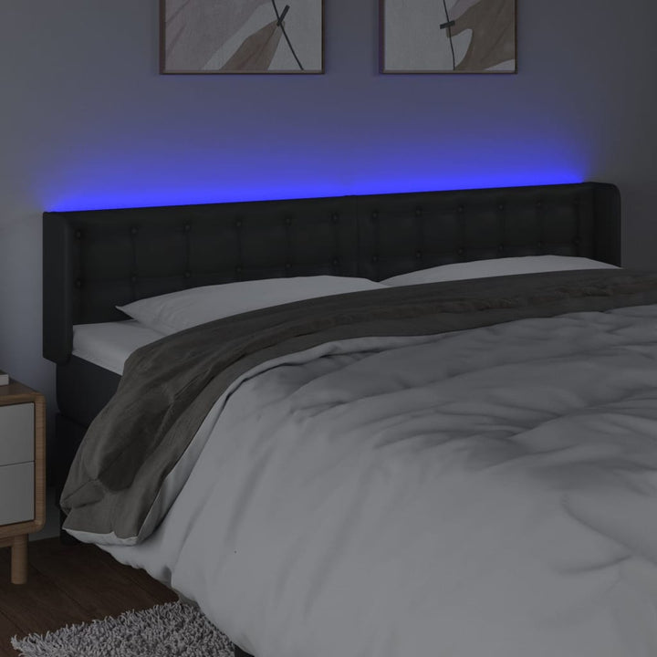 sengegavl med LED-lys 163x16x78/88 cm kunstlæder sort