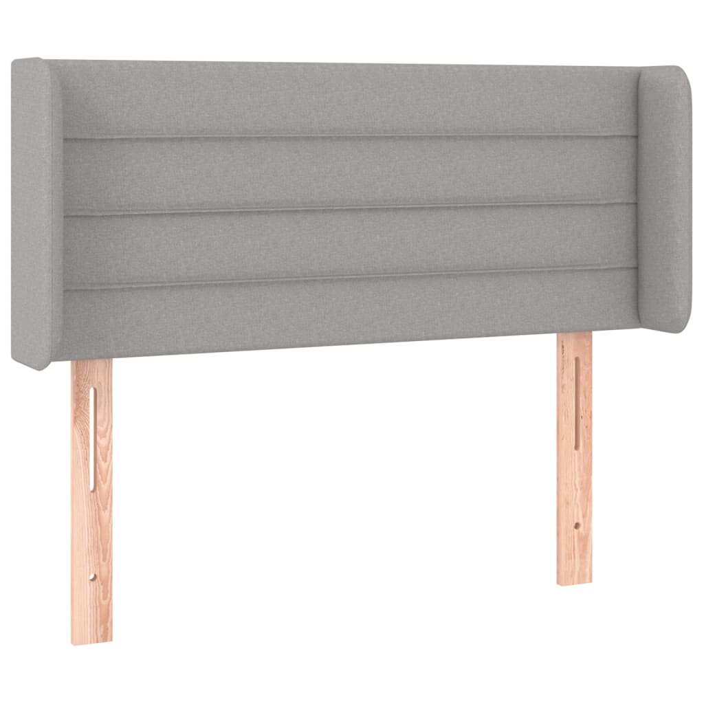 sengegavl med LED-lys 93x16x78/88 cm stof lysegrå