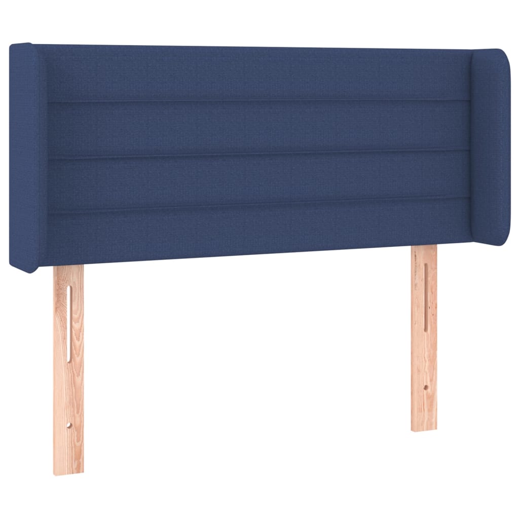 sengegavl med LED-lys 93x16x78/88 cm stof blå