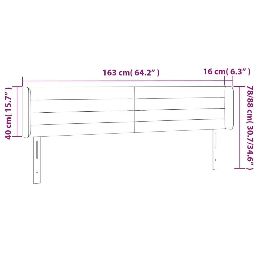 sengegavl med LED-lys 163x16x78/88 cm stof mørkebrun