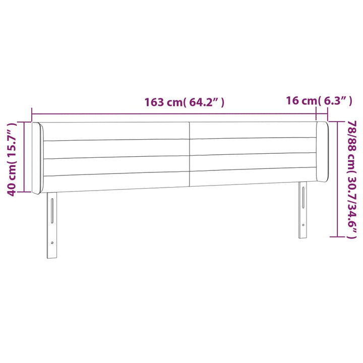 sengegavl med LED-lys 163x16x78/88 cm stof mørkebrun