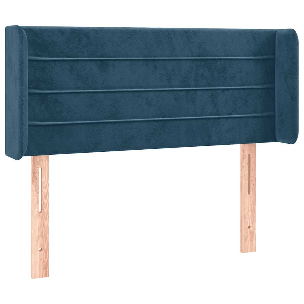 sengegavl med LED-lys 83x16x78/88 cm stof Mørkeblå