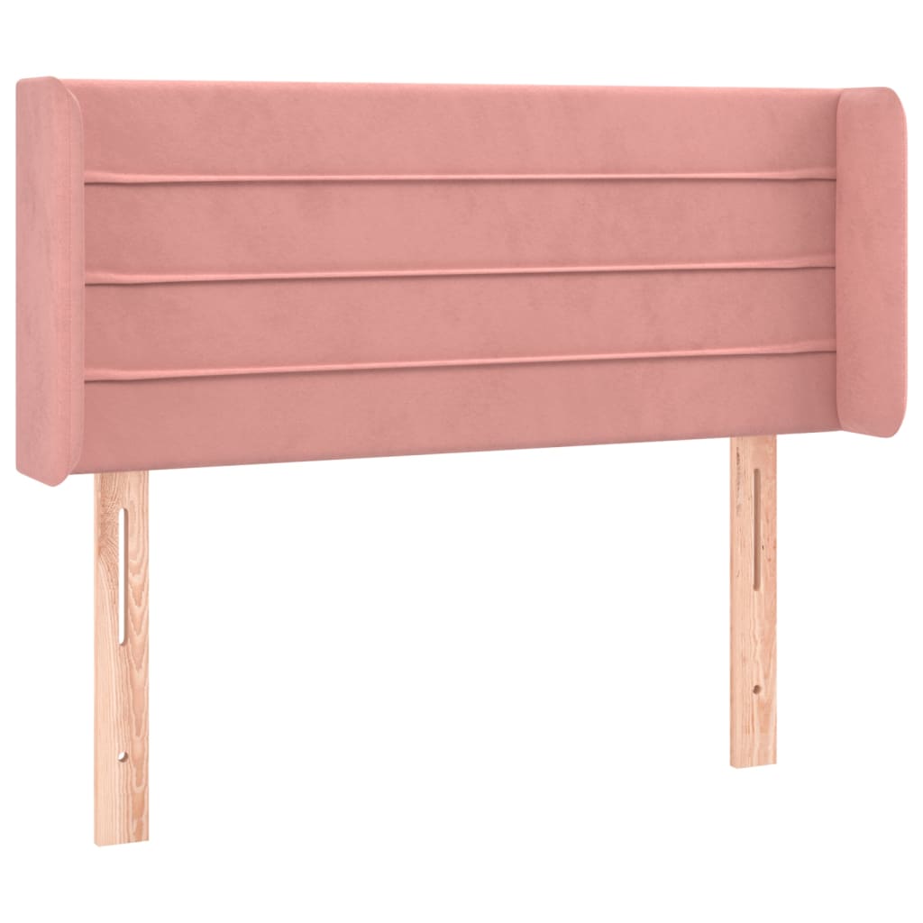 sengegavl med LED-lys 83x16x78/88 cm fløjl lyserød