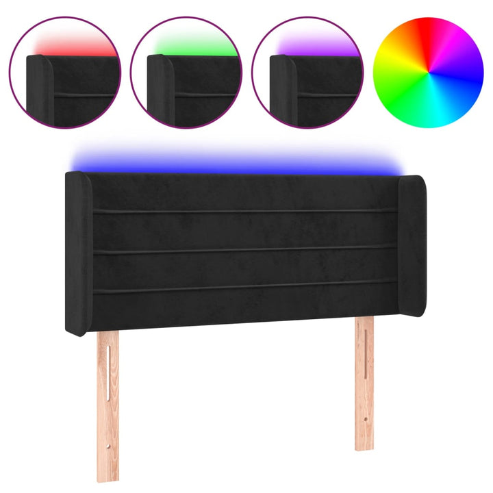 sengegavl med LED-lys 93x16x78/88 cm fløjl sort