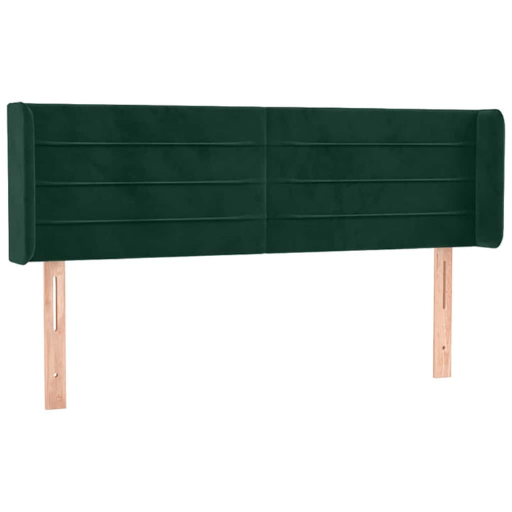 sengegavl med LED-lys 147x16x78/88 cm fløjl mørkegrøn