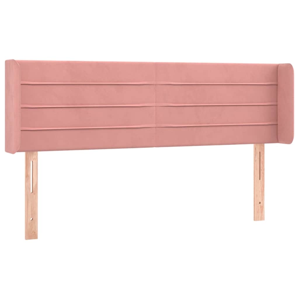 sengegavl med LED-lys 147x16x78/88 cm fløjl lyserød