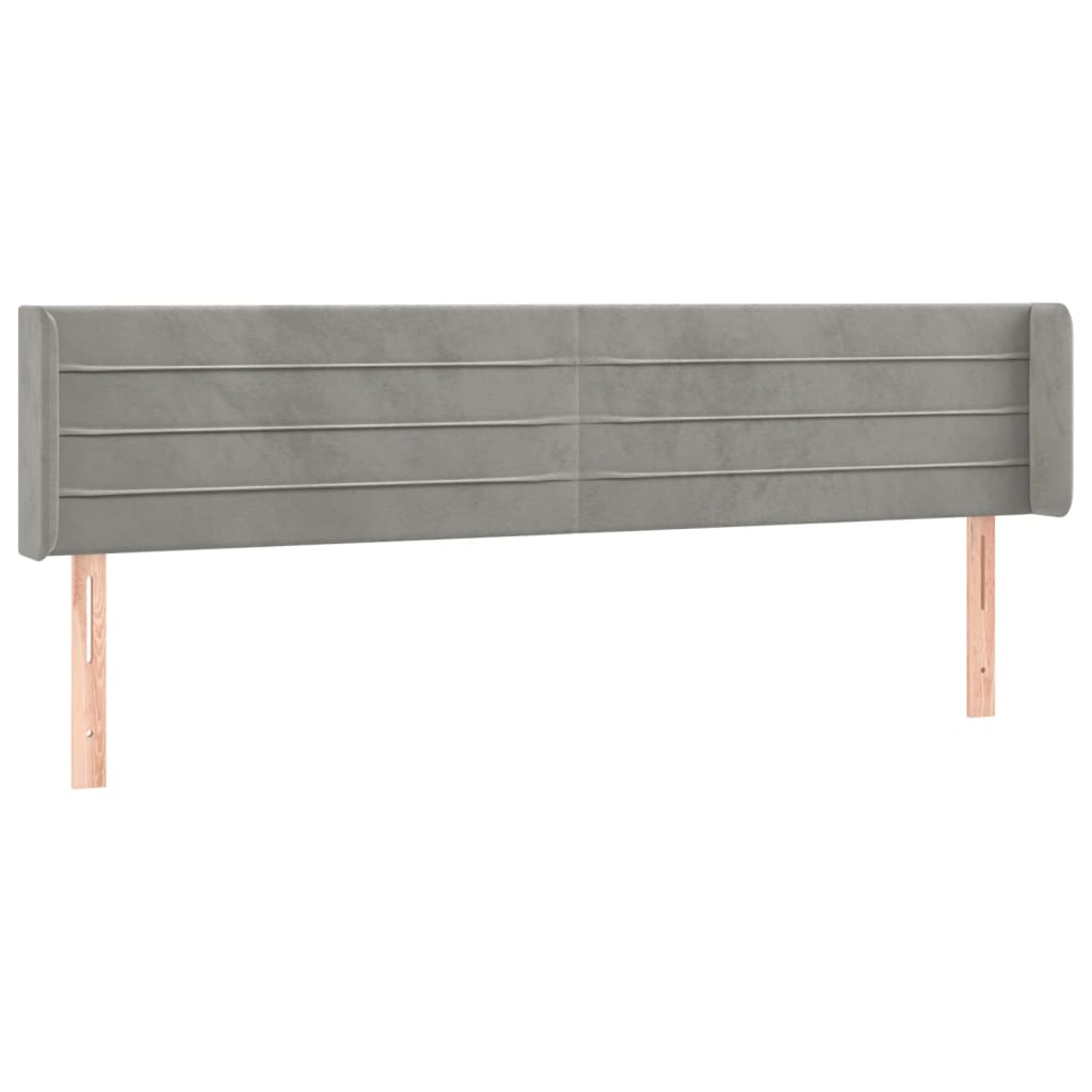 sengegavl med LED-lys 163x16x78/88 cm fløjl lysegrå
