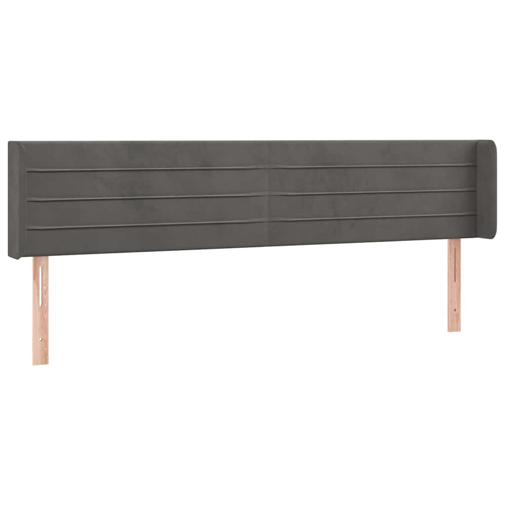 sengegavl med LED-lys 163x16x78/88 cm fløjl mørkegrå