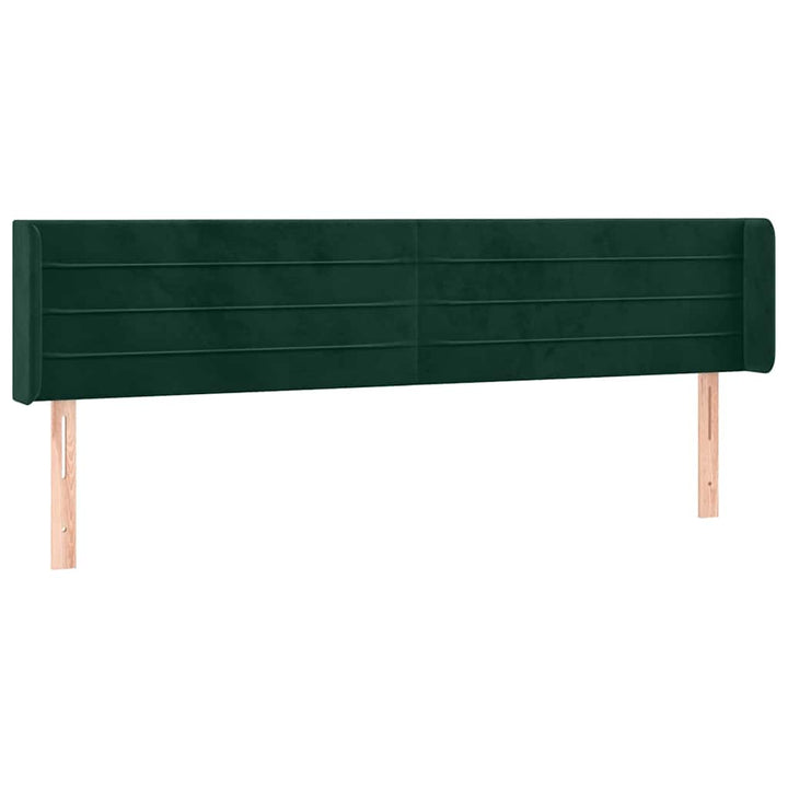 sengegavl med LED-lys 163x16x78/88 cm fløjl mørkegrøn