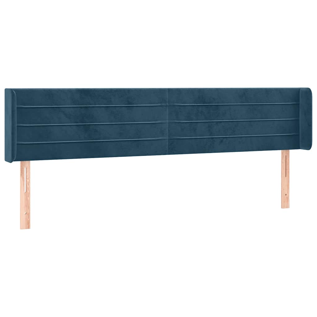 sengegavl med LED-lys 163x16x78/88 cm fløjl mørkeblå