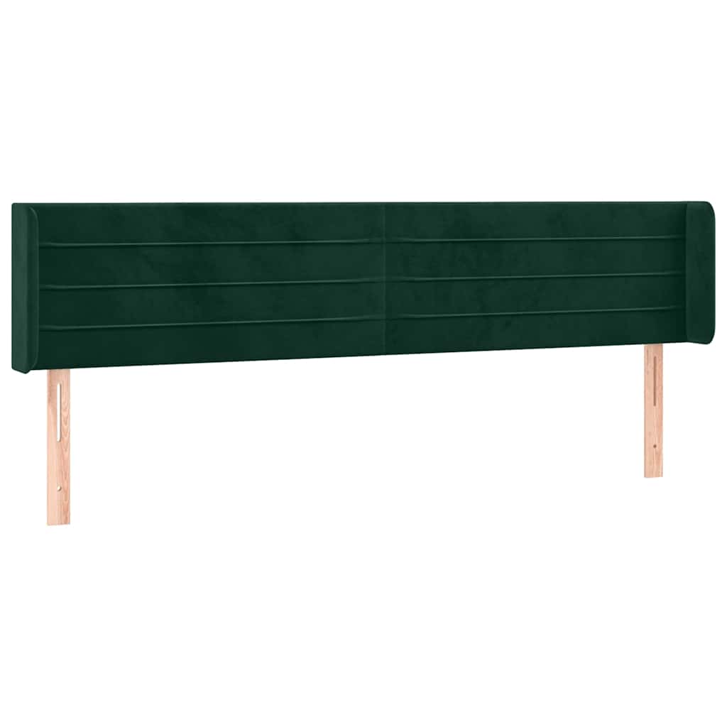 sengegavl med LED-lys 203x16x78/88 cm fløjl mørkegrøn