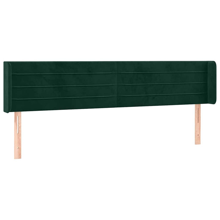 sengegavl med LED-lys 203x16x78/88 cm fløjl mørkegrøn