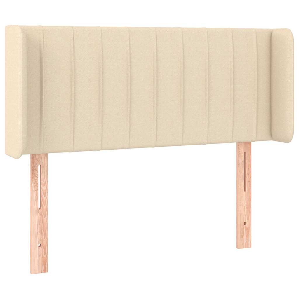 sengegavl med LED-lys 103x16x78/88 cm stof cremefarvet
