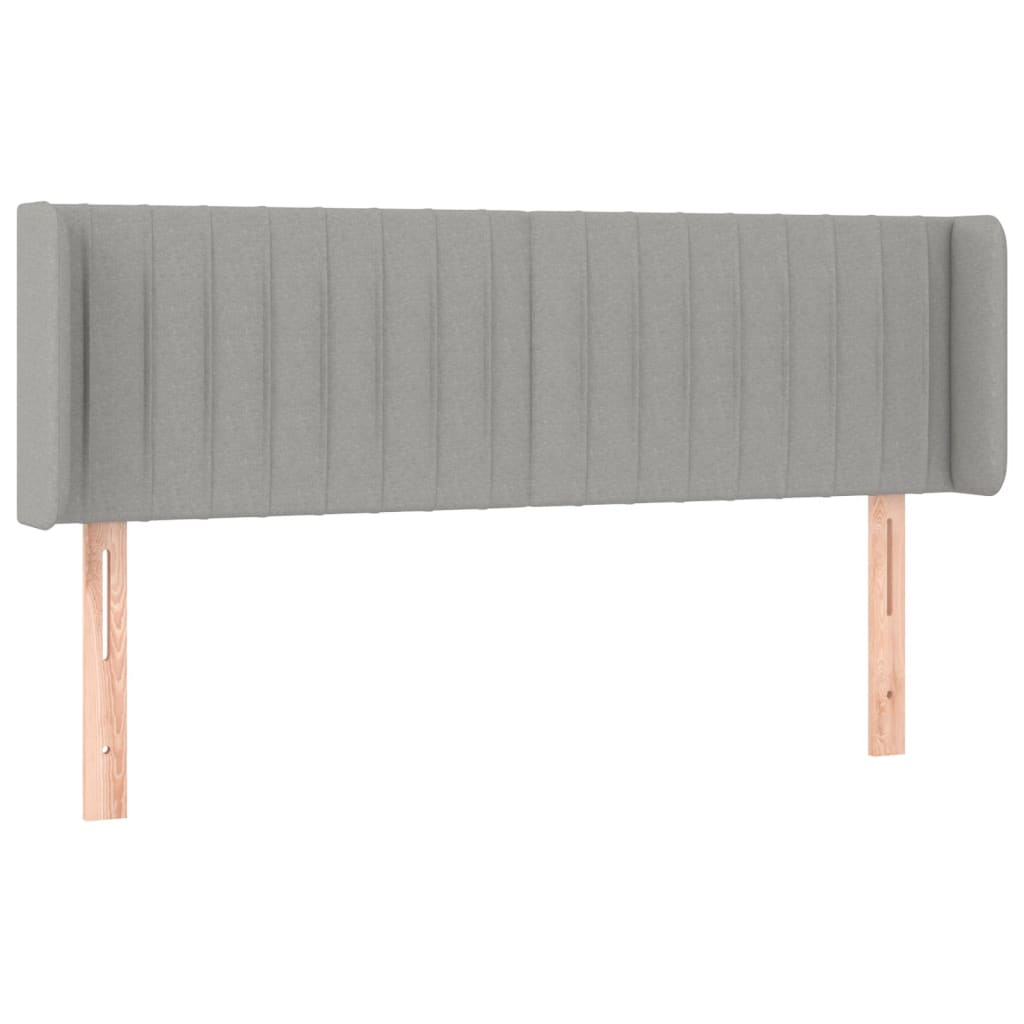 sengegavl med LED-lys 147x16x78/88 cm stof lysegrå