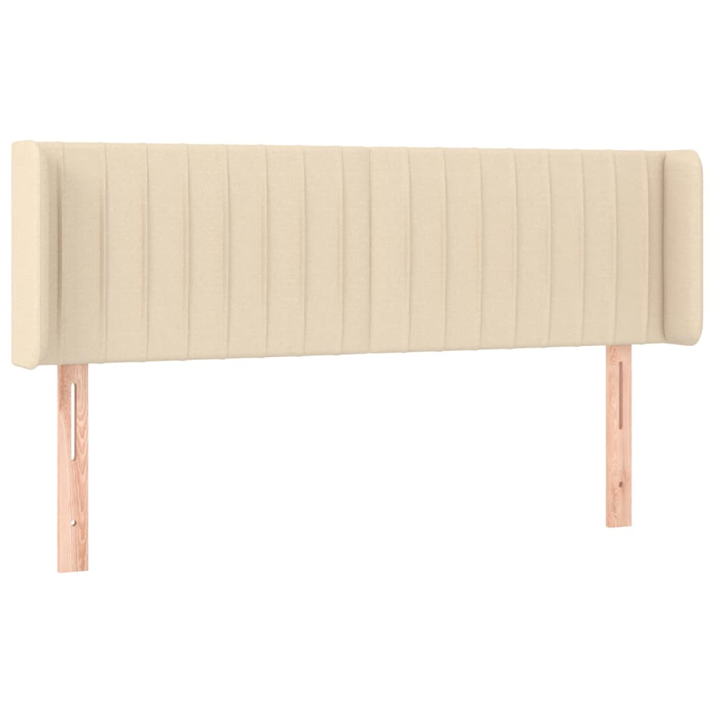 sengegavl med LED-lys 147x16x78/88 cm stof cremefarvet