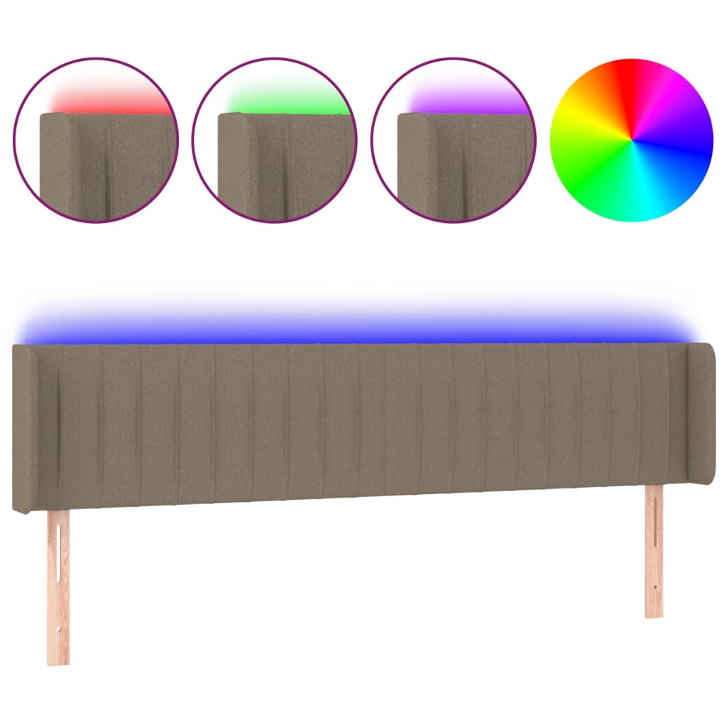 sengegavl med LED-lys 163x16x78/88 cm stof gråbrun