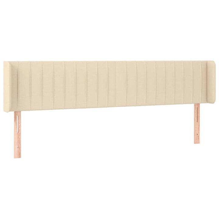 sengegavl med LED-lys 163x16x78/88 cm stof cremefarvet