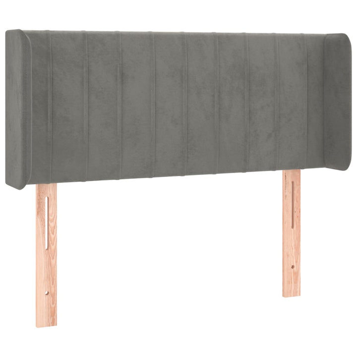 sengegavl med LED-lys 83x16x78/88 cm fløjl lysegrå