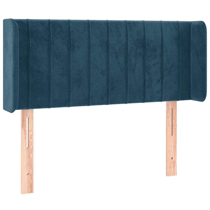 sengegavl med LED-lys 83x16x78/88 cm stof Mørkeblå
