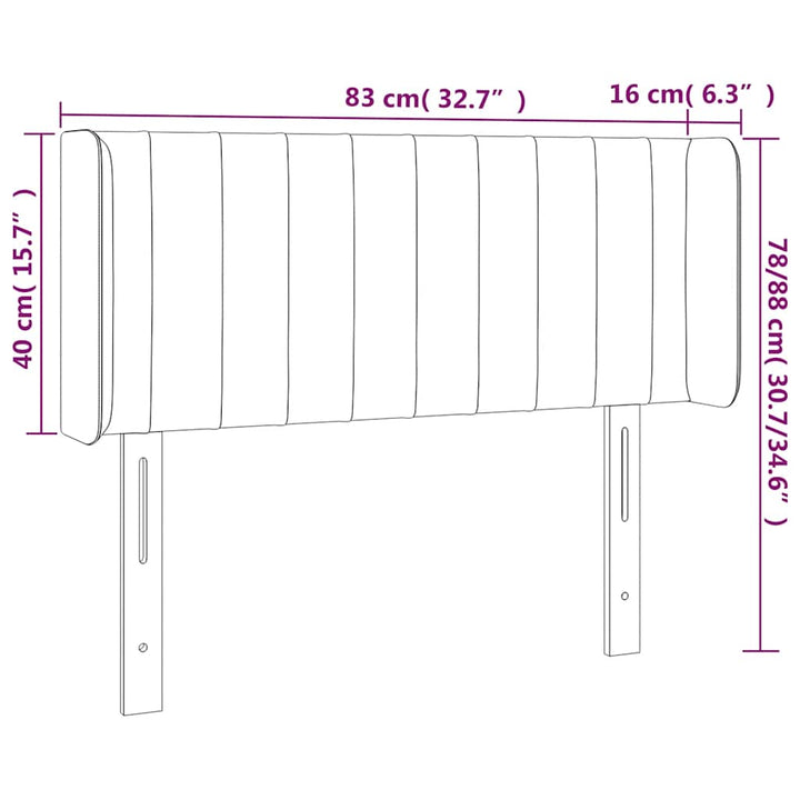 sengegavl med LED-lys 83x16x78/88 cm stof Mørkeblå