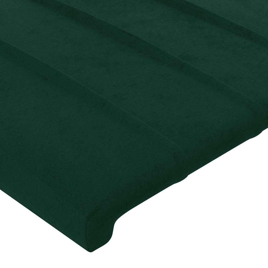 sengegavl med LED-lys 93x16x78/88 cm fløjl Mørkegrøn