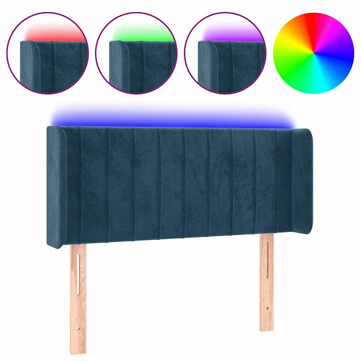 sengegavl med LED-lys 93x16x78/88 cm fløjl Mørkeblå