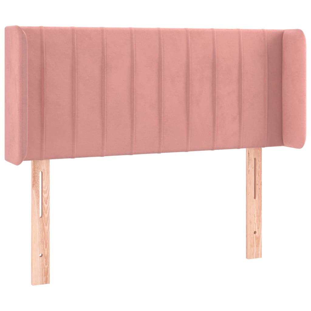sengegavl med LED-lys 103x16x78/88 cm fløjl lyserød
