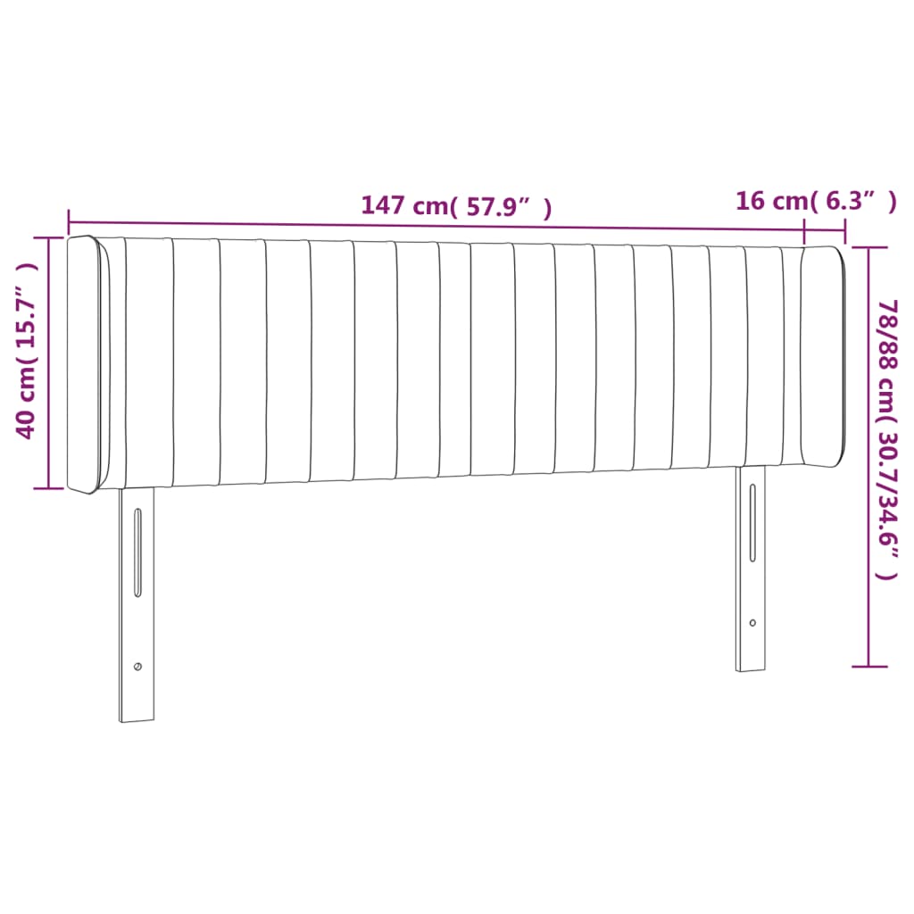 sengegavl med LED-lys 147x16x78/88 cm fløjl sort
