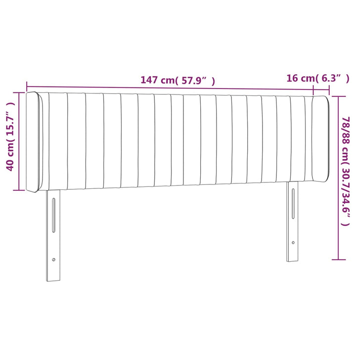 sengegavl med LED-lys 147x16x78/88 cm fløjl sort