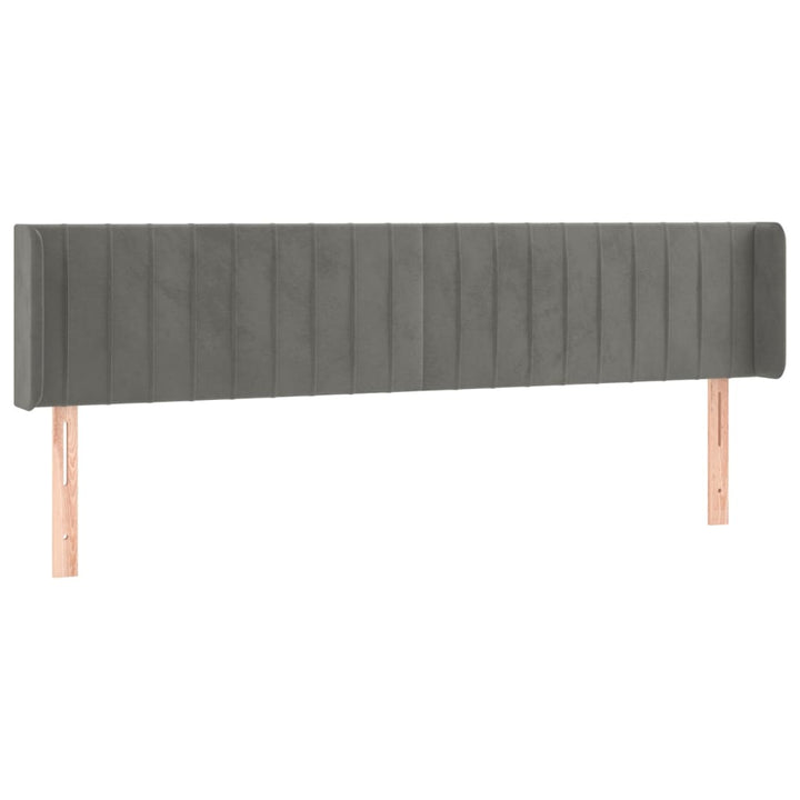 sengegavl med LED-lys 163x16x78/88 cm fløjl lysegrå
