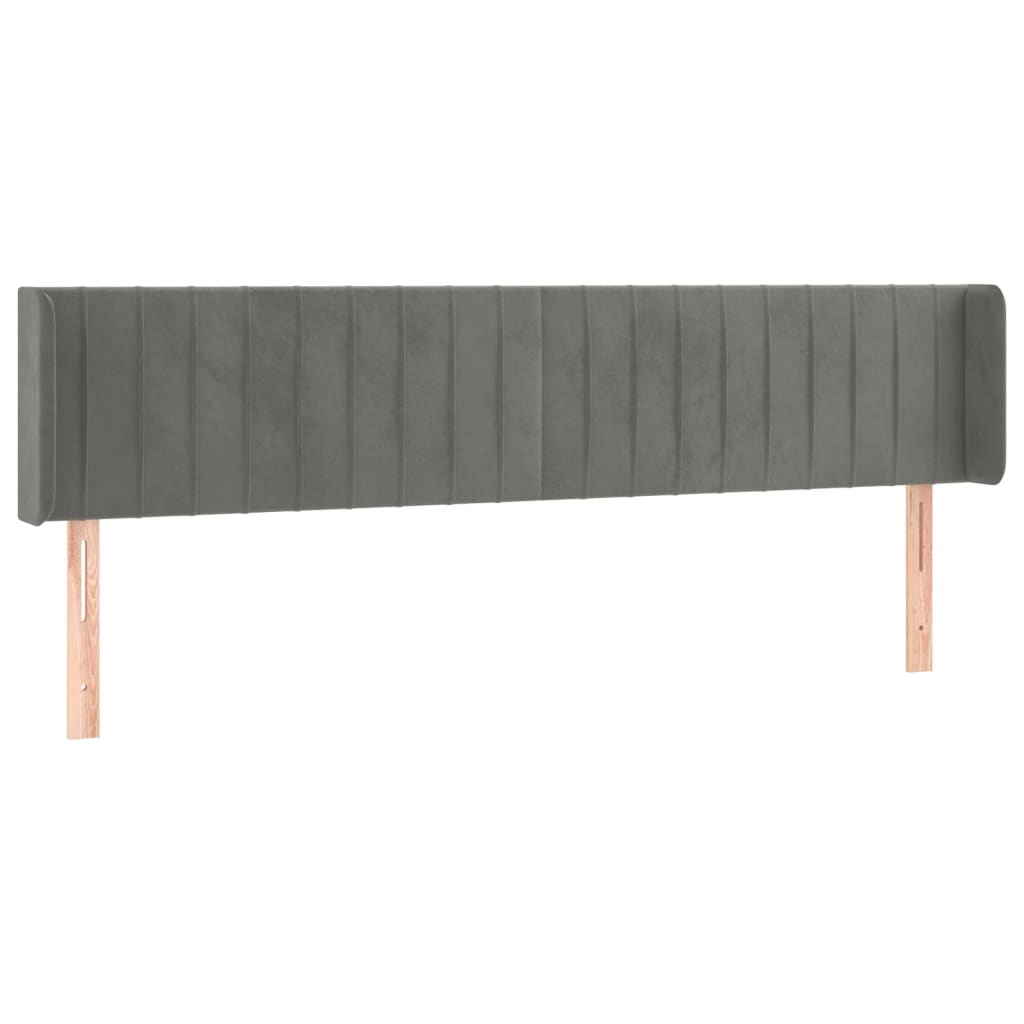 sengegavl med LED-lys 183x16x78/88 cm fløjl lysegrå