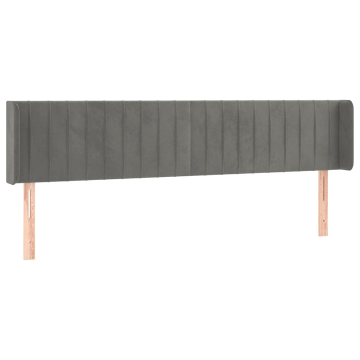sengegavl med LED-lys 183x16x78/88 cm fløjl lysegrå