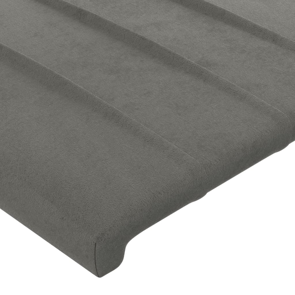 sengegavl med LED-lys 203x16x78/88 cm fløjl lysegrå