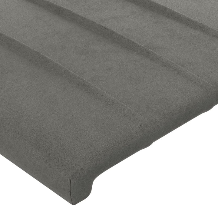 sengegavl med LED-lys 203x16x78/88 cm fløjl lysegrå