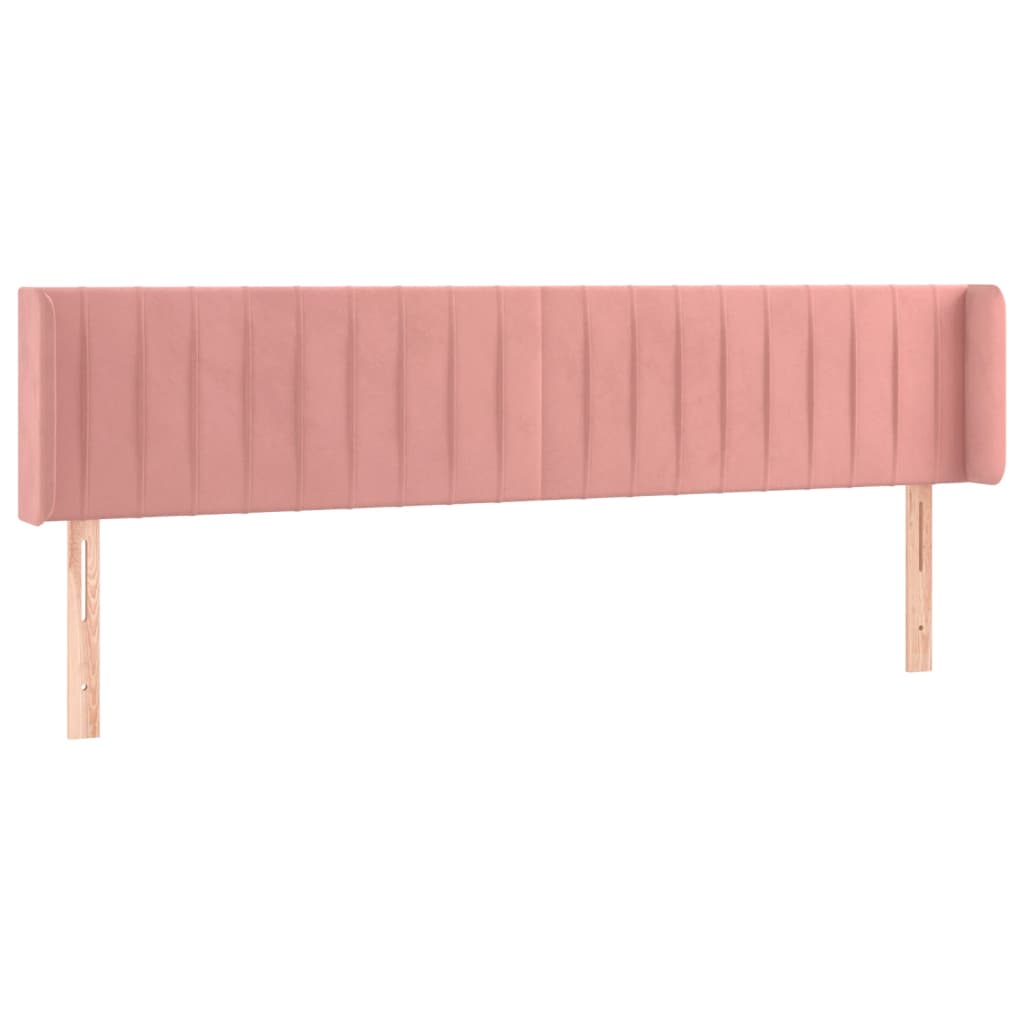sengegavl med LED-lys 203x16x78/88 cm fløjl lyserød