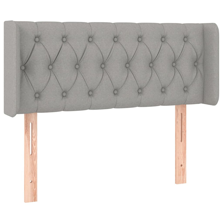sengegavl med LED-lys 93x16x78/88 cm stof lysegrå