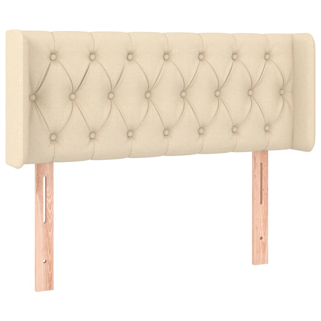 sengegavl med LED-lys 93x16x78/88 cm stof cremefarvet