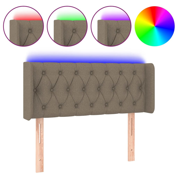 sengegavl med LED-lys 103x16x78/88 cm stof gråbrun
