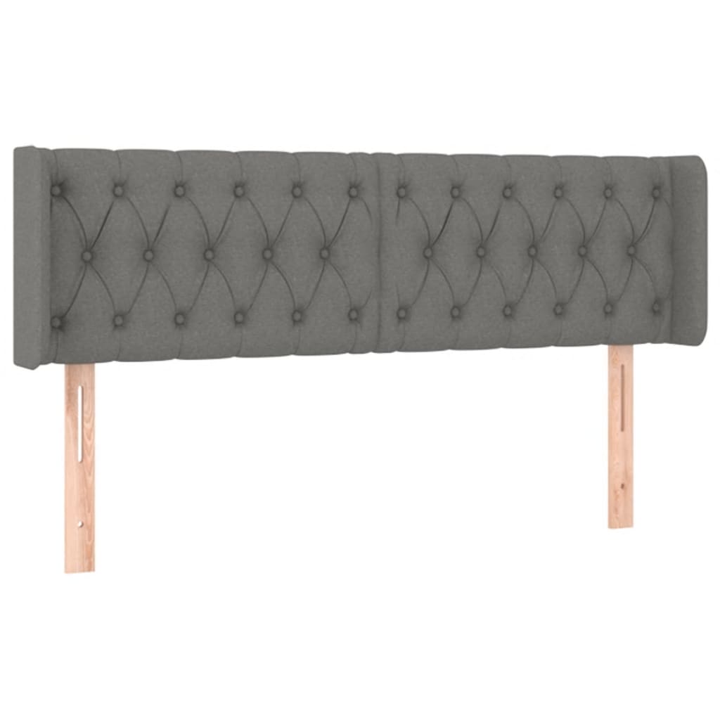 sengegavl med LED-lys 163x16x78/88 cm stof mørkegrå