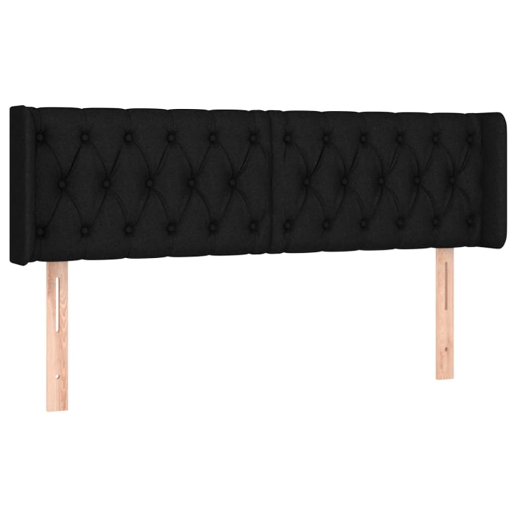 sengegavl med LED-lys 163x16x78/88 cm stof sort