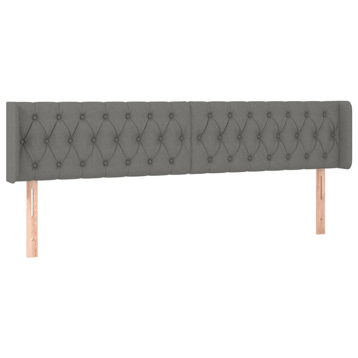 sengegavl med LED-lys 183x16x78/88 cm stof mørkegrå