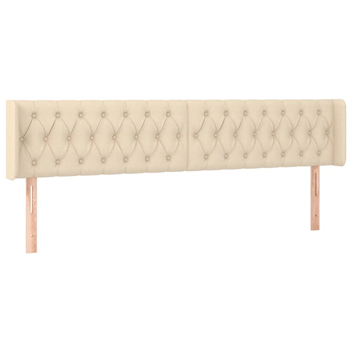 sengegavl med LED-lys 183x16x78/88 cm stof cremefarvet