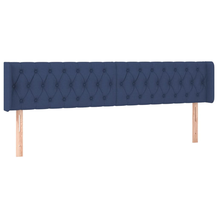 sengegavl med LED-lys 183x16x78/88 cm stof blå