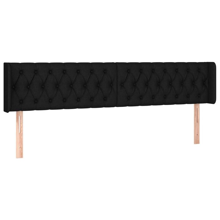 sengegavl med LED-lys 203x16x78/88 cm stof sort