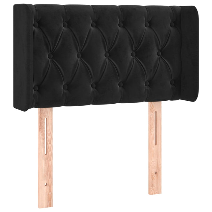 sengegavl med LED-lys 83x16x78/88 cm fløjl sort