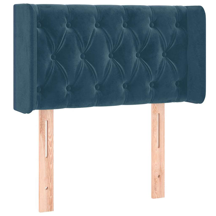 sengegavl med LED-lys 83x16x78/88 cm stof Mørkeblå