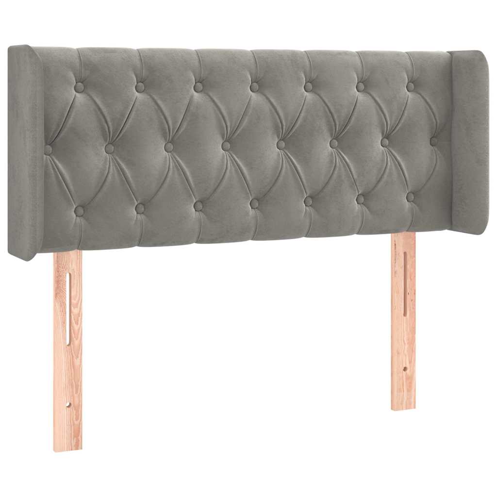 sengegavl med LED-lys 103x16x78/88 cm fløjl lysegrå