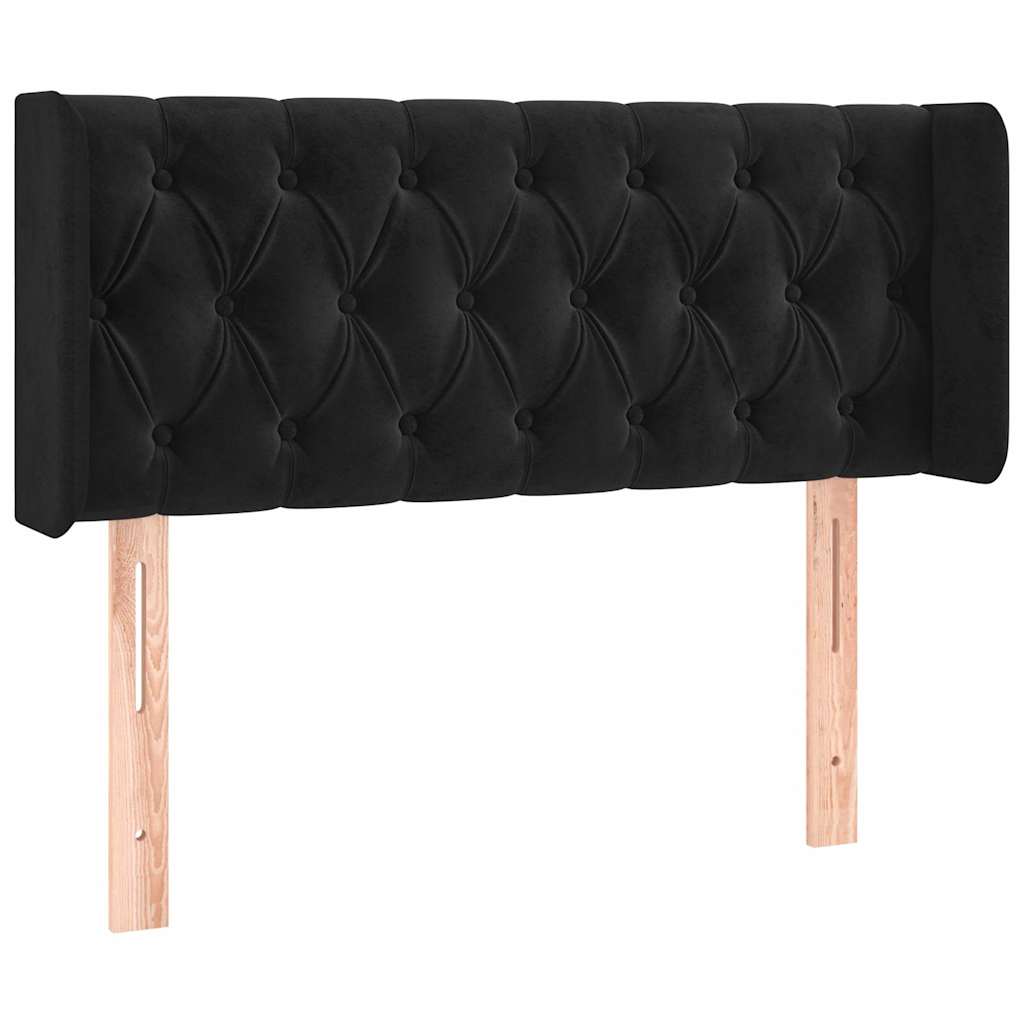 sengegavl med LED-lys 103x16x78/88 cm fløjl sort